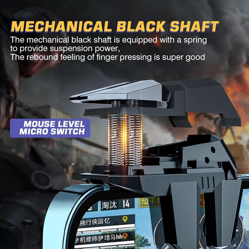 EasEasy PUBG Game Trigger, Mobile Phone Controller Compatible for PUBG/Rules of Survival/Knives Out, 6 Fingers Trigger with Sensitive Aim and Shoot Smartphone Joystick for iPhone & Android-Black - Image 4